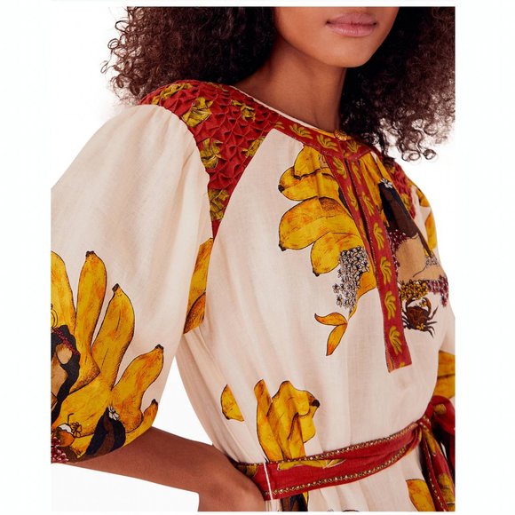 🥭 FARM Rio Off-White Mermaid Bananas Midi Dress - Picture 5 of 14